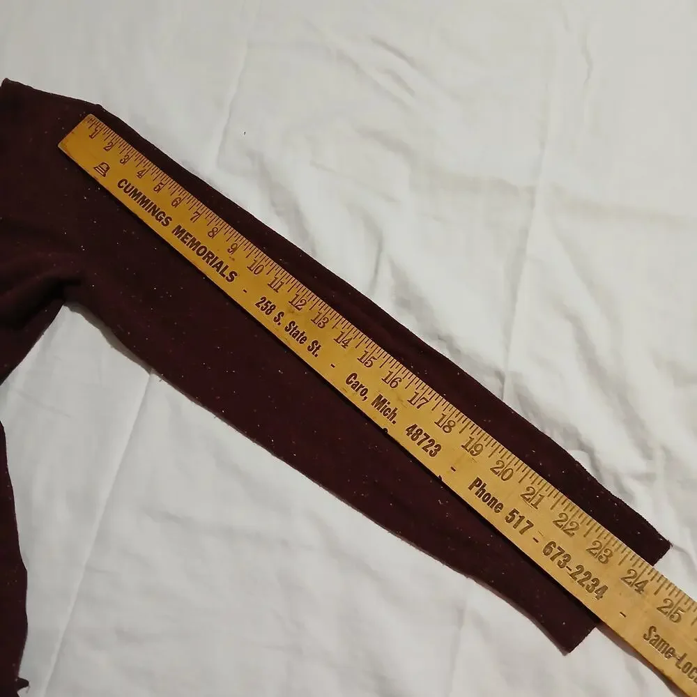 Talbots Med Maroon Multicolor Flecked V-Neck Sweater Cotton Blend Lightweight